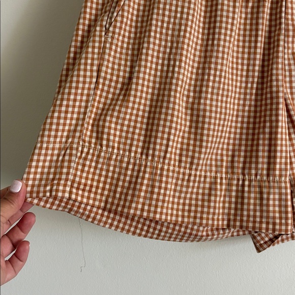 Everlane Light Brown and White Gingham High-Waist Women's Shorts Size 4 - Picture 5 of 9